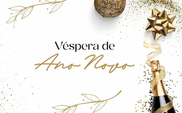 Post Instagram vespera de ano novo simples dourado